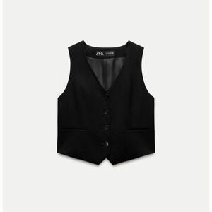 Zara Black Tailored Cropped Vest